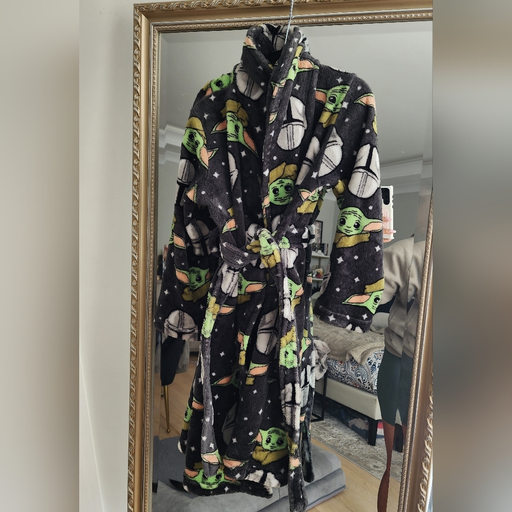 Star Wars Black Robe with Baby Yoda Print